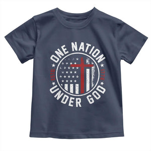 Funny One Nation Under God ESTD 1776 Toddler T Shirt 4th Of July Patriotic Christian TS11 Navy Print Your Wear