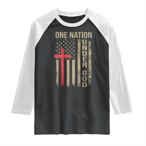 Funny One Nation Under God Raglan Shirt 4th Of July Patriotic Christian American Flag TS11 Black White Print Your Wear