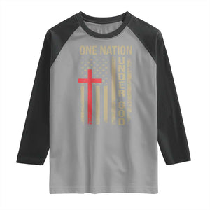 Funny One Nation Under God Raglan Shirt 4th Of July Patriotic Christian American Flag TS11 Sport Gray Black Print Your Wear