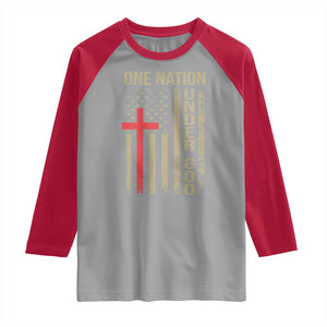 Funny One Nation Under God Raglan Shirt 4th Of July Patriotic Christian American Flag TS11 Sport Gray Red Print Your Wear