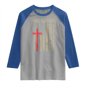 Funny One Nation Under God Raglan Shirt 4th Of July Patriotic Christian American Flag TS11 Sport Gray Royal Print Your Wear