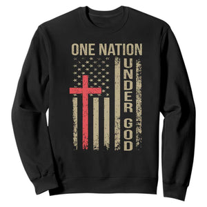 Funny One Nation Under God Sweatshirt 4th Of July Patriotic Christian American Flag TS11 Black Print Your Wear