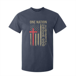 Funny One Nation Under God T Shirt For Kid 4th Of July Patriotic Christian American Flag TS11 Navy Print Your Wear