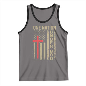 Funny One Nation Under God Tank Top 4th Of July Patriotic Christian American Flag TS11 Deep Heather Black Print Your Wear