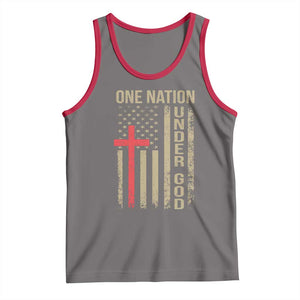 Funny One Nation Under God Tank Top 4th Of July Patriotic Christian American Flag TS11 Deep Heather Red Print Your Wear