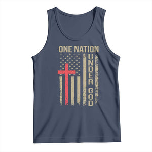 Funny One Nation Under God Tank Top 4th Of July Patriotic Christian American Flag TS11 Navy Print Your Wear
