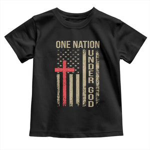 Funny One Nation Under God Toddler T Shirt 4th Of July Patriotic Christian American Flag TS11 Black Print Your Wear