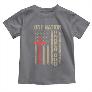 Funny One Nation Under God Toddler T Shirt 4th Of July Patriotic Christian American Flag TS11 Charcoal Print Your Wear