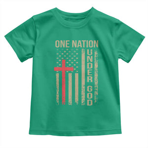 Funny One Nation Under God Toddler T Shirt 4th Of July Patriotic Christian American Flag TS11 Irish Green Print Your Wear