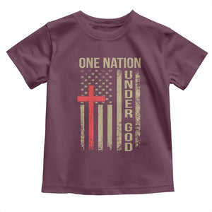 Funny One Nation Under God Toddler T Shirt 4th Of July Patriotic Christian American Flag TS11 Maroon Print Your Wear