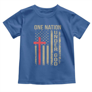 Funny One Nation Under God Toddler T Shirt 4th Of July Patriotic Christian American Flag TS11 Royal Blue Print Your Wear