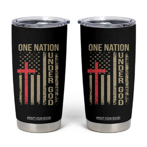 Funny One Nation Under God Tumbler Cup 4th Of July Patriotic Christian American Flag TS11 Black Print Your Wear