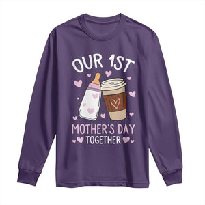 Funny Our First Mother's Day Together Long Sleeve Shirt Mom And Baby Matching Milk Coffee TS11 Purple Print Your Wear