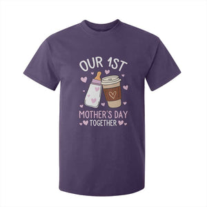 Funny Our First Mother's Day Together T Shirt For Kid Mom And Baby Matching Milk Coffee TS11 Purple Print Your Wear
