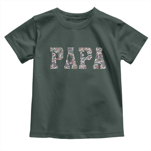 Funny Papa Hunting Toddler T Shirt Deer Hunter Father's Day Camouflage Flag TS11 Dark Forest Green Print Your Wear