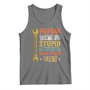 Funny Papaw Can't Fix Stupid But He Can Fix What Stupid Does Tank Top Grandpa Father's Day TS11 Black Heather Print Your Wear
