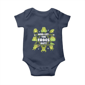 Funny Passover Baby Onesie Who Let the Frogs Out Jewish Seder Fami TS02 Navy Print Your Wear