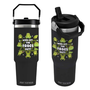 Funny Passover Flip Straw Tumbler Who Let the Frogs Out Jewish Seder Fami TS02 One Size: 30 oz Black Print Your Wear