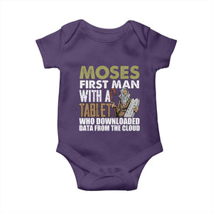 Funny Passover Jewish Tech Pun Baby Onesie Moses First Man with a Tablet Who Downloaded Data from the Cloud TS02 Purple Print Your Wear
