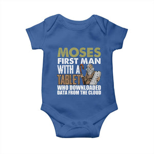 Funny Passover Jewish Tech Pun Baby Onesie Moses First Man with a Tablet Who Downloaded Data from the Cloud TS02 Royal Blue Print Your Wear