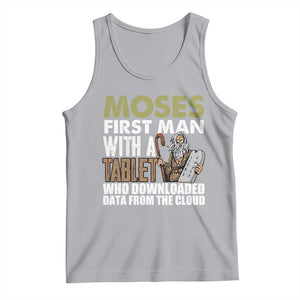Funny Passover Jewish Tech Pun Tank Top Moses First Man with a Tablet Who Downloaded Data from the Cloud TS02 Athletic Heather Print Your Wear