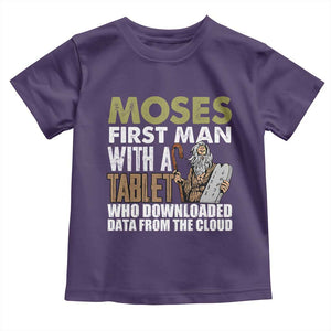 Funny Passover Jewish Tech Pun Toddler T Shirt Moses First Man with a Tablet Who Downloaded Data from the Cloud TS02 Purple Print Your Wear