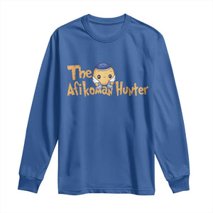 Funny Passover Long Sleeve Shirt Afikoman Hunter Jewish Family Seder Matzah TS02 Royal Blue Print Your Wear