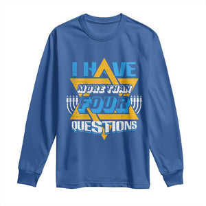 Funny Passover Long Sleeve Shirt Funny I Have More Than Four Questions Passover Kids TS02 Royal Blue Print Your Wear
