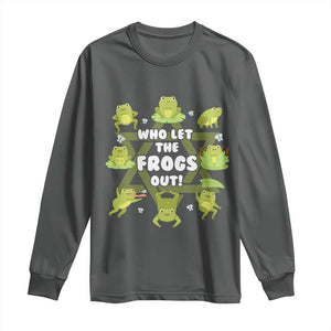 Funny Passover Long Sleeve Shirt Who Let the Frogs Out Jewish Seder Fami TS02 Dark Heather Print Your Wear