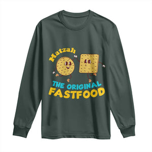 Funny Passover Matzah Long Sleeve Shirt The Original Fast Food Seder Jewish TS02 Dark Forest Green Print Your Wear
