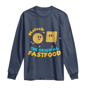 Funny Passover Matzah Long Sleeve Shirt The Original Fast Food Seder Jewish TS02 Navy Print Your Wear
