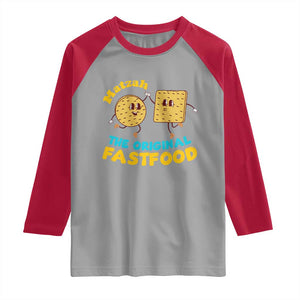 Funny Passover Matzah Raglan Shirt The Original Fast Food Seder Jewish TS02 Sport Gray Red Print Your Wear