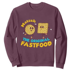 Funny Passover Matzah Sweatshirt The Original Fast Food Seder Jewish TS02 Maroon Print Your Wear