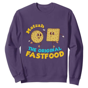 Funny Passover Matzah Sweatshirt The Original Fast Food Seder Jewish TS02 Purple Print Your Wear