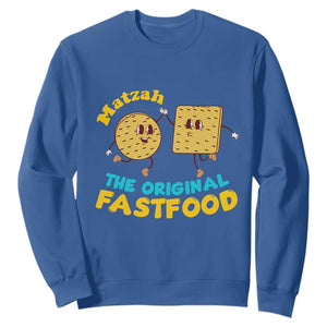 Funny Passover Matzah Sweatshirt The Original Fast Food Seder Jewish TS02 Royal Blue Print Your Wear
