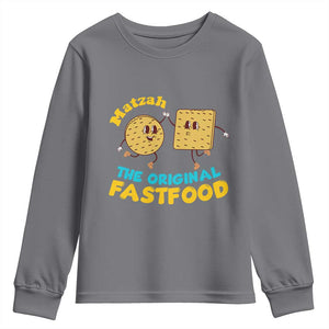Funny Passover Matzah Youth Sweatshirt The Original Fast Food Seder Jewish TS02 Charcoal Print Your Wear
