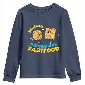 Funny Passover Matzah Youth Sweatshirt The Original Fast Food Seder Jewish TS02 Navy Print Your Wear
