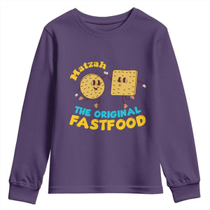 Funny Passover Matzah Youth Sweatshirt The Original Fast Food Seder Jewish TS02 Purple Print Your Wear