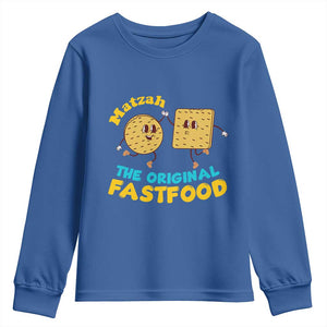 Funny Passover Matzah Youth Sweatshirt The Original Fast Food Seder Jewish TS02 Royal Blue Print Your Wear