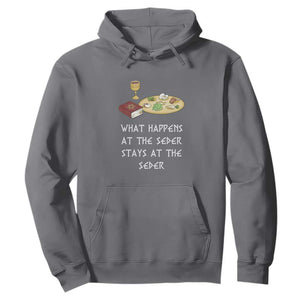 Funny Passover Seder Hoodie What Happens At The Seder Stays At The Seder Jewish Holiday TS02 Charcoal Print Your Wear