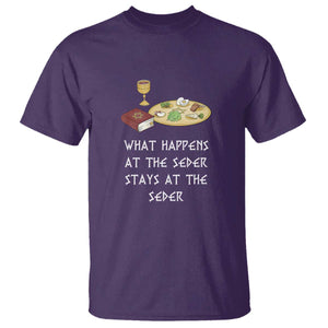 Funny Passover Seder T Shirt What Happens At The Seder Stays At The Seder Jewish Holiday TS02 Purple Print Your Wear