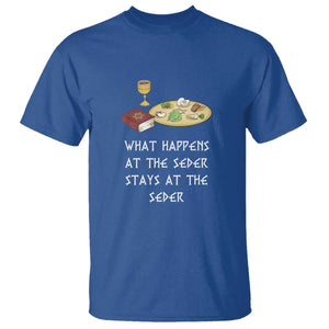 Funny Passover Seder T Shirt What Happens At The Seder Stays At The Seder Jewish Holiday TS02 Royal Blue Print Your Wear