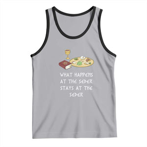 Funny Passover Seder Tank Top What Happens At The Seder Stays At The Seder Jewish Holiday TS02 Athletic Heather Black Print Your Wear