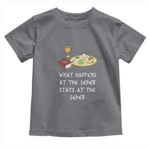Funny Passover Seder Toddler T Shirt What Happens At The Seder Stays At The Seder Jewish Holiday TS02 Charcoal Print Your Wear