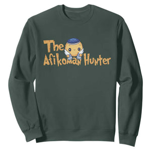 Funny Passover Sweatshirt Afikoman Hunter Jewish Family Seder Matzah TS02 Dark Forest Green Print Your Wear
