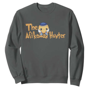 Funny Passover Sweatshirt Afikoman Hunter Jewish Family Seder Matzah TS02 Dark Heather Print Your Wear