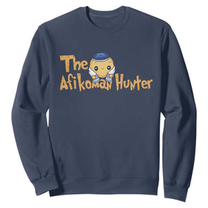 Funny Passover Sweatshirt Afikoman Hunter Jewish Family Seder Matzah TS02 Navy Print Your Wear