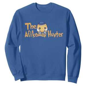 Funny Passover Sweatshirt Afikoman Hunter Jewish Family Seder Matzah TS02 Royal Blue Print Your Wear