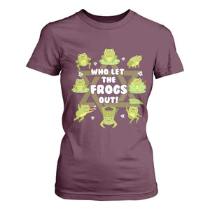 Funny Passover T Shirt For Women Who Let the Frogs Out Jewish Seder Fami TS02 Maroon Print Your Wear