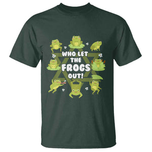 Funny Passover T Shirt Who Let the Frogs Out Jewish Seder Fami TS02 Dark Forest Green Print Your Wear